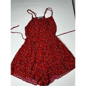 Dylans Red Romantic Sleeveless Floral Romper Womens Size S See Description